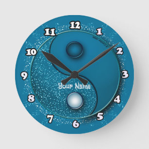 Ronde Horloge Yin Yang Blue Water