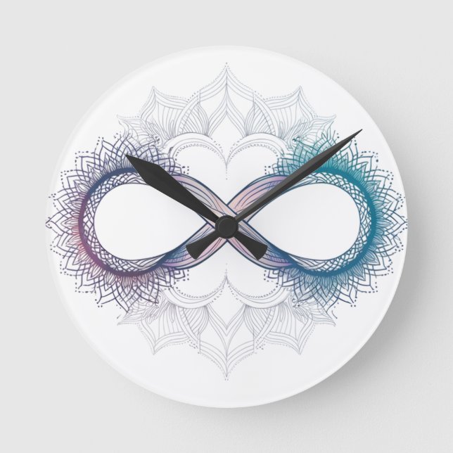 Ronde Infinity Love Mandala Wall Horloge - Art intempore (Recto)