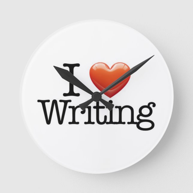 Ronde J'Aime Écrire Un Mur Blanc Rond Horloge (Recto)