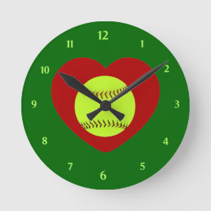Ronde J'Aime Le Mur De Softball Horloge
