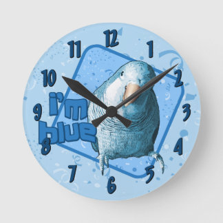 Ronde Je suis horloge bleue de perruche de quaker
