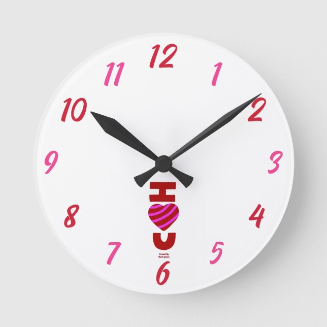 Ronde Je T'Aime Acrylique Mur Horloge (Recto)
