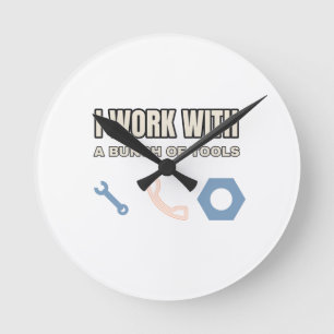 Ronde Je Travaille Avec Une Bande D'Outils — Horloge Mur
