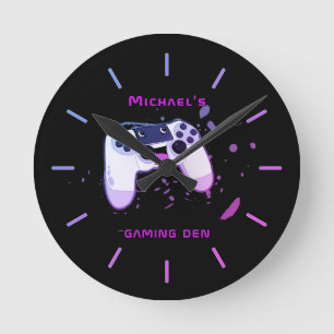 Ronde Jeu personnalisé DEN Gamers Mur Horloge Neon