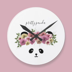 Ronde Jolie horloge enfant ours panda floral