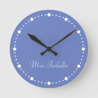 Joyau de couleur bleu blanc Points Nom Horloge ron