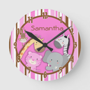 Ronde Jungle Jouer Safari Zoo Animal Horloge Personnalis