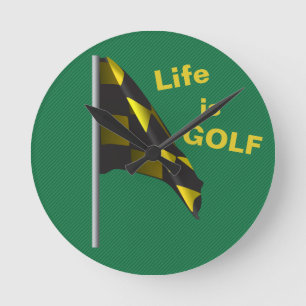 Ronde La vie est Golf Drapeau vert Jaune Horloge