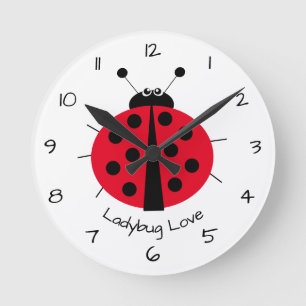 Ronde Ladybug Love Girl Fun Joli Cartoon Round Horloge