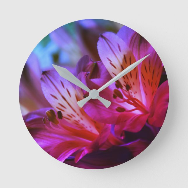 Ronde Lilies Floral Mur Horloge (Recto)