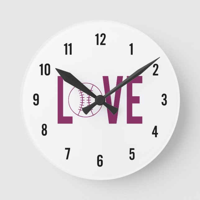 Ronde Love Baseball Mur Horloge (Recto)