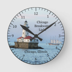 Ronde Lumière de brise-lames de Chicago et horloge de