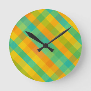 Ronde Madras Check Revival - Horloge Mur Plaid Colorée