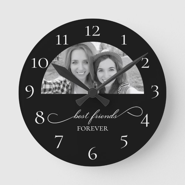 Ronde Meilleur amis Black and White Wall Horloge (Recto)