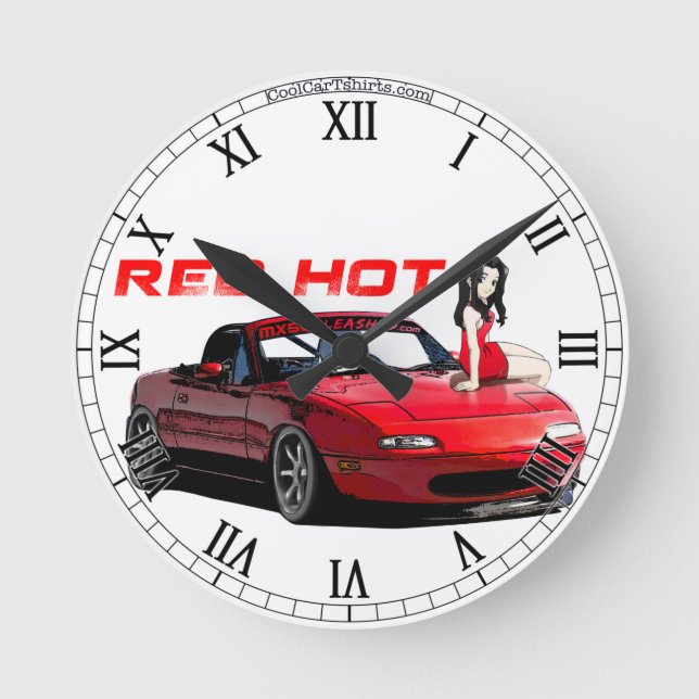 Ronde Miata MX-5 d'un rouge ardent, horloge (Recto)