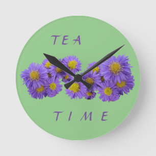Ronde Michaelmas Daisy Cust. Horloge Mur Acrylique Verte