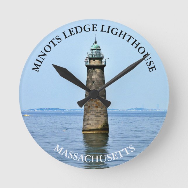 Ronde Minots Ledge Lighthouse Massachusetts Horloge mura (Recto)