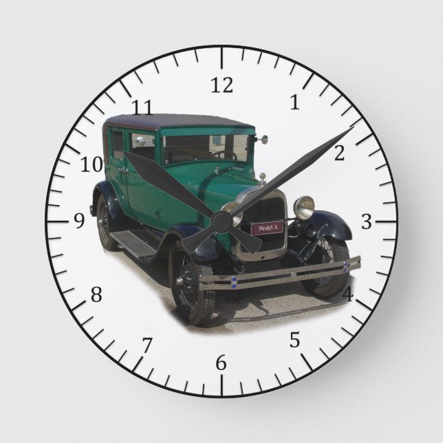 Ronde Modèle vert Une horloge voiture classique (Recto)