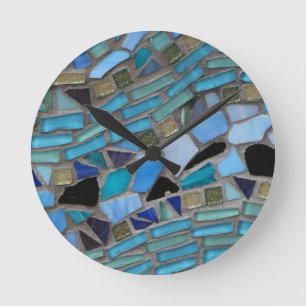 Ronde mosaïque couleur verre pierre horloge art