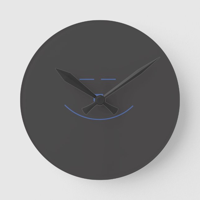 Ronde Mur face de sourire bleu horloge (Recto)