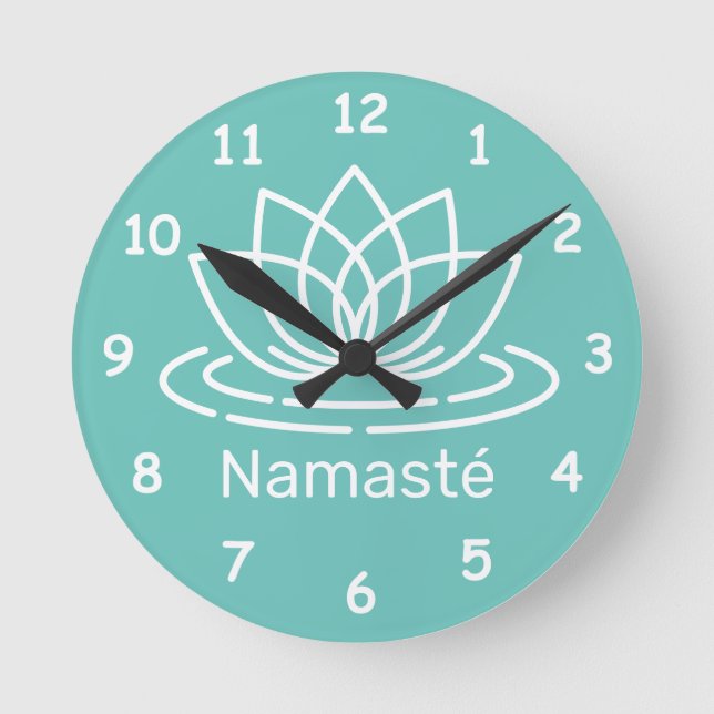 Ronde Namasté lotus fleur yoga méditation murale horloge (Recto)