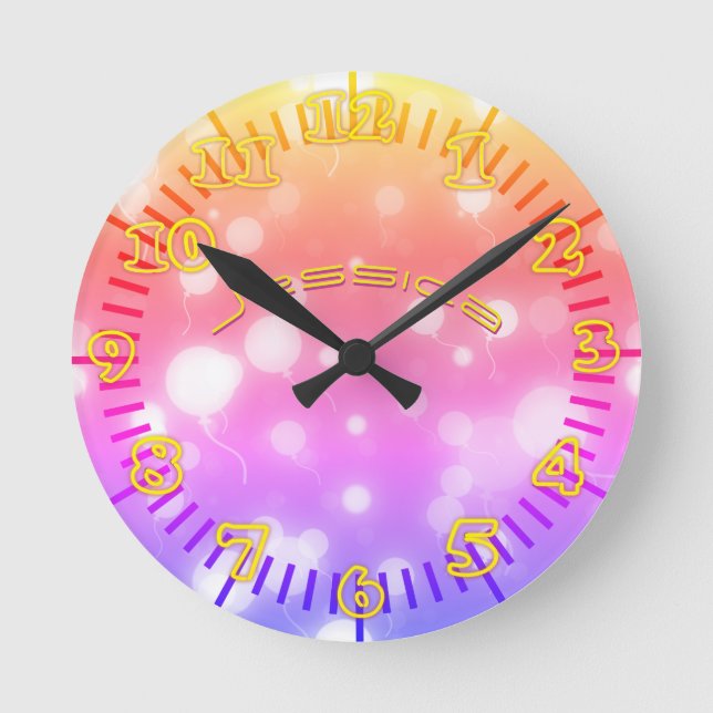 Ronde NEON Mur Horloge PURPLE PURPLE Personnalisé (Recto)