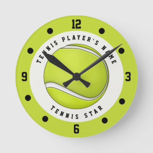 Ronde Nom personnalisé Tennis Player Ball Round Horloge