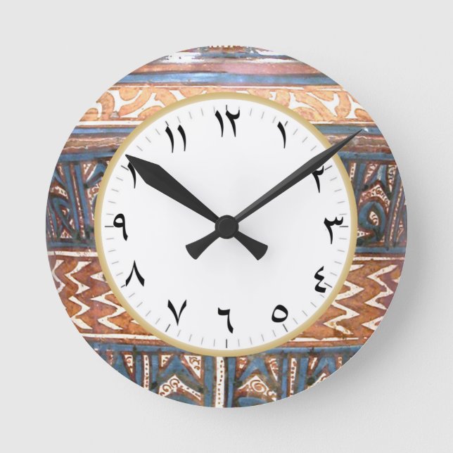 Ronde Numéro arabe horloge en bleu et or (Recto)