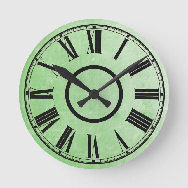Ronde Pale Green Horloge Patiné effet Roman Numéros (Recto)