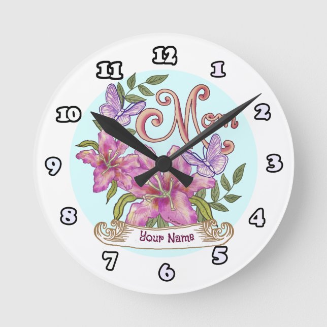 Ronde Papillon Lily Maman horloge  (Recto)