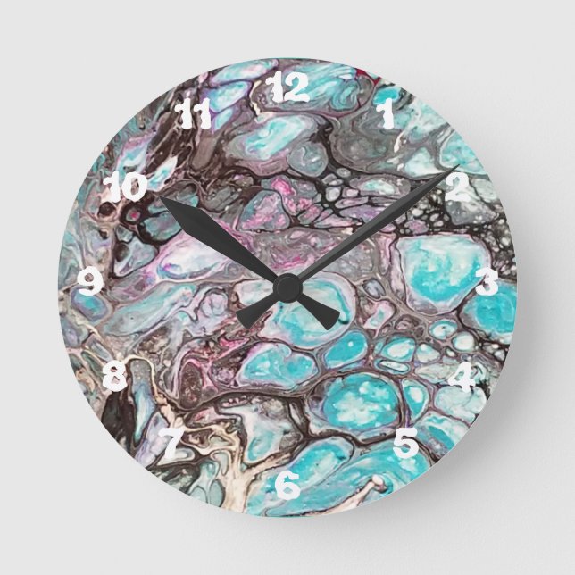 Ronde Peinture abstraite artisanale - Kook Art - Horloge (Recto)