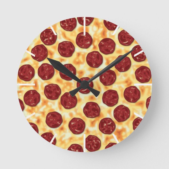 Ronde Peperoni Pizza pour les amateurs de pizza Horloge  (Recto)