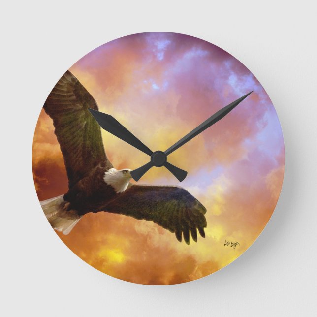 Ronde Persévérance Horloge d'aigle américain de Lois Bry (Recto)