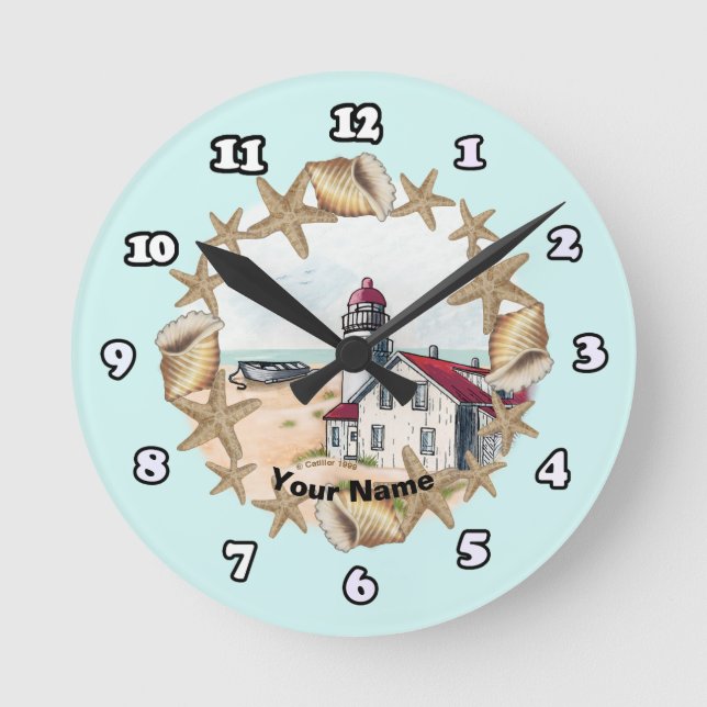 Ronde Phare à coquillages Horloge (Recto)