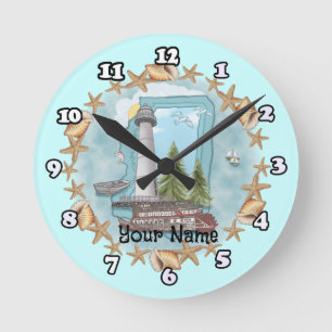 Ronde Phare des coquilles du Mississippi horloge