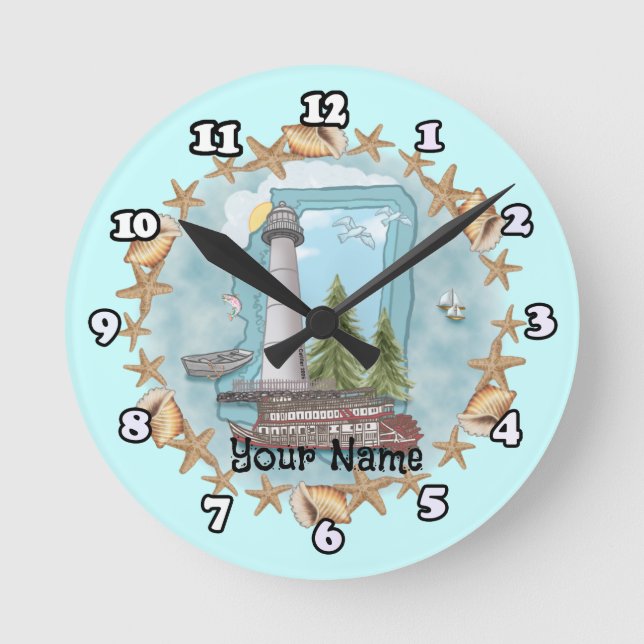 Ronde Phare des coquilles du Mississippi horloge (Recto)