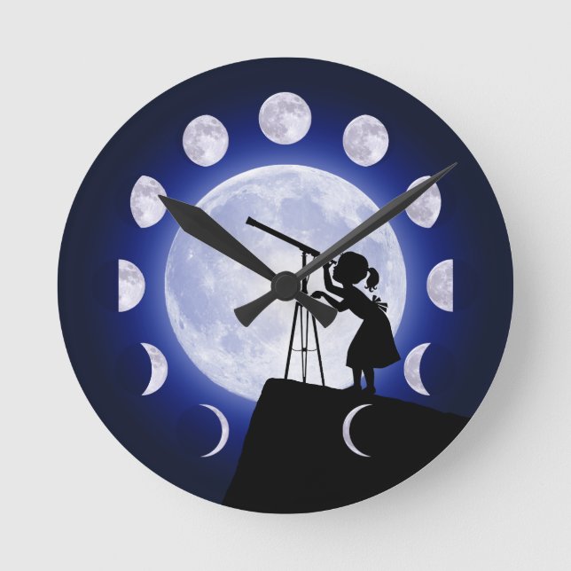 Ronde Phase de la nouvelle lune Horloge pour enfants (Recto)