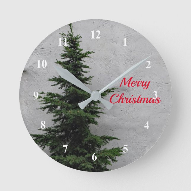 Ronde Pine Tree Noël 36 Horloge (Recto)
