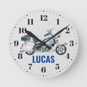 Ronde Police Garçons Chambre Nourriture Décor Horloge Ro