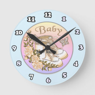 Ronde Premières chaussures de bébé horloge
