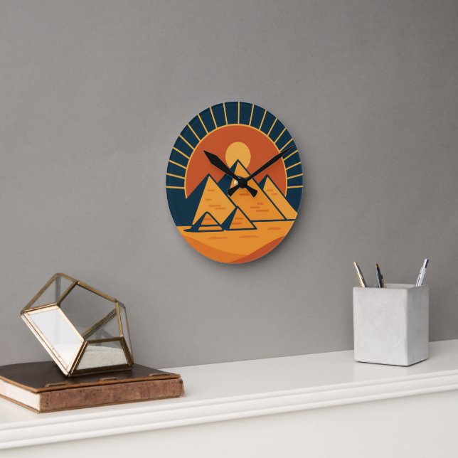 Ronde Pyramides antiques Power Round Wall Horloge (Bureau)