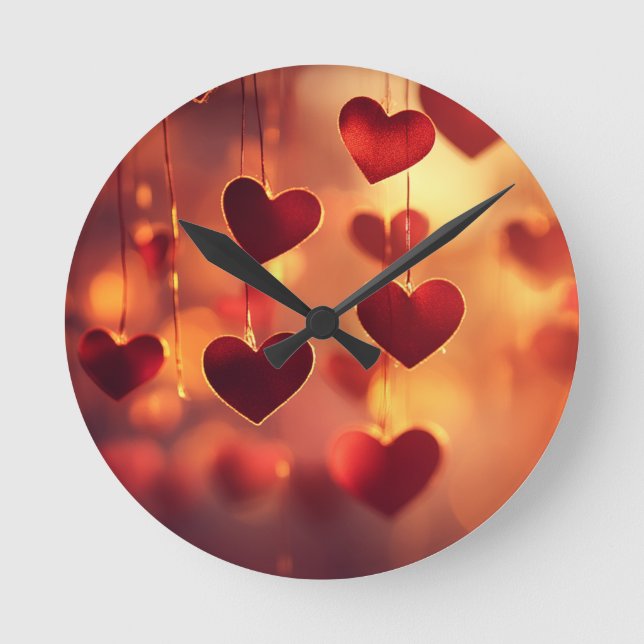Ronde Romance intemporelle - Coeurs pendants Horloge mur (Recto)