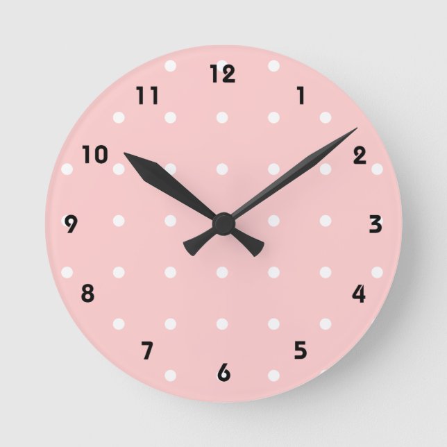Ronde Rose Avec Mur Pois Blanc Horloge (Recto)