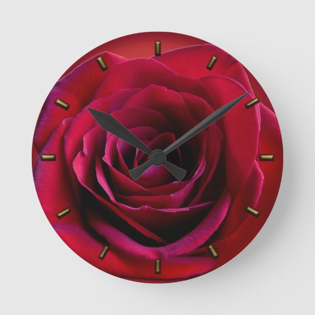 Ronde Rose Horloge Rose rouge Fleur Mur Horloge Rose (Recto)