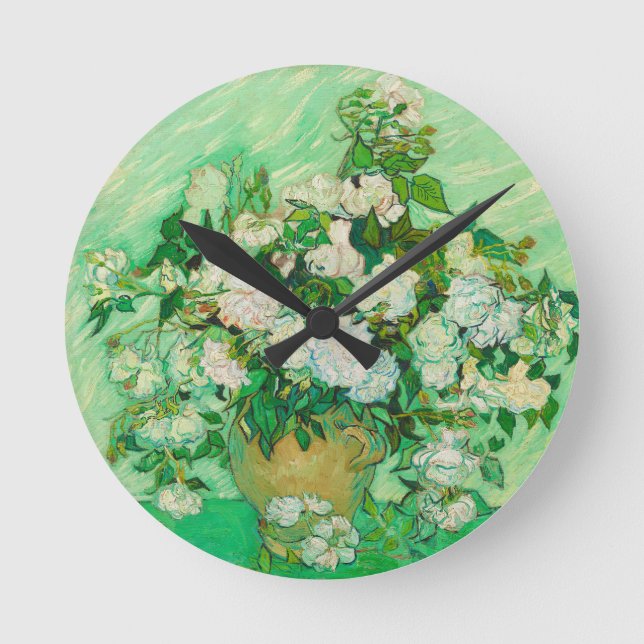 Ronde Roses par Vincent van Gogh Round Wall Horloge (Recto)
