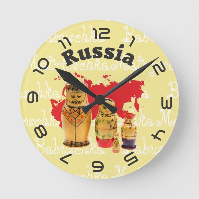 Ronde Russie - Russie Babouchka - Matriochka horloge mur (Recto)