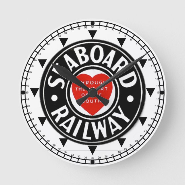 Ronde Seaboard Air Line Railway Heart Logo Horloge mural (Recto)