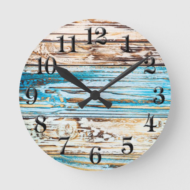 Ronde Shabby Chic Plage Plages Patinés Plages Horloge Oc (Recto)
