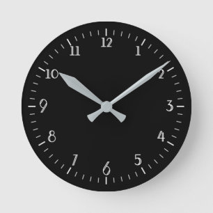 Ronde Simple Horloge noire avec des chiffres blancs