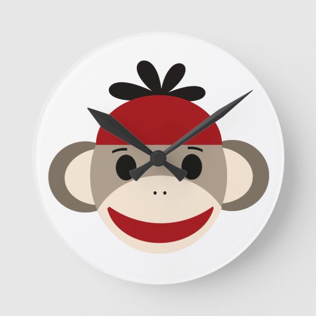 Ronde Sock Monkey pour garçon Horloge (Recto)